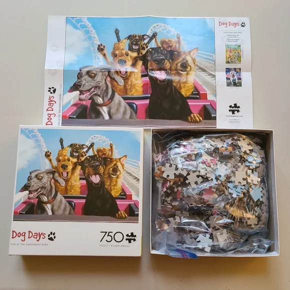 Dog Days Roller Coaster Fun Buffalo     Puzzle USA David Bitton 750 Pcs & Poster - Picture 4 of 5